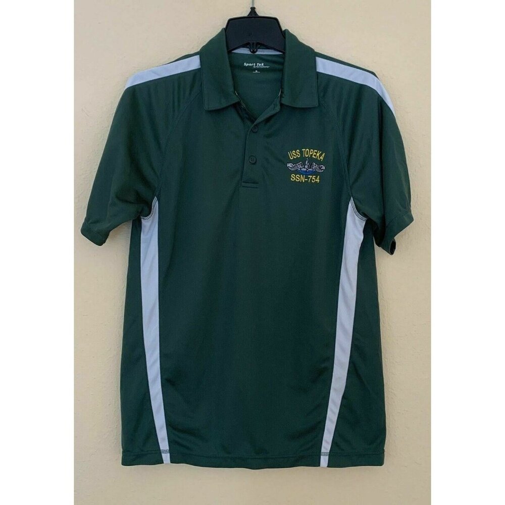 USS Topeka SN-754 Shirt Submarine US Navy Sport Tek Size Small Green
